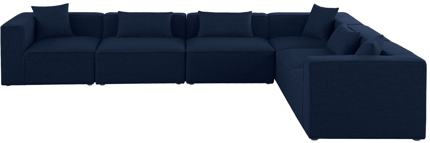 Cube - Modular Sectional 6 Piece - Navy - Fabric - Modern & Contemporary | Home Elegance USA