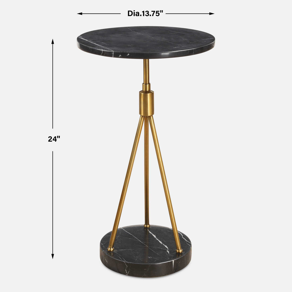 Rosston Marble Accent Table - Black / Gold by Uttermost - View 7