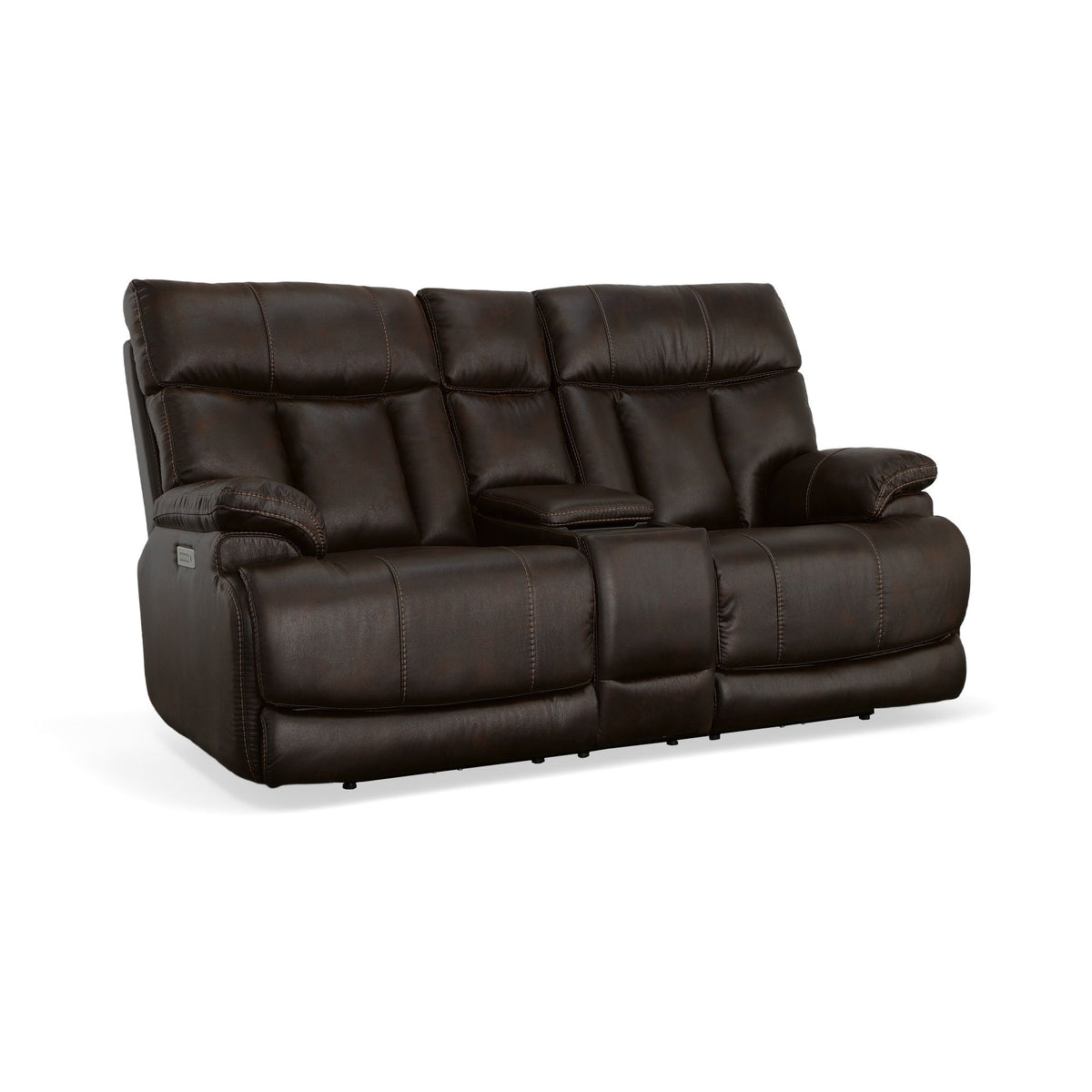 Clive Power Reclining Loveseat With Console, Power Headrests & Lumbar - Clove | Flexsteel