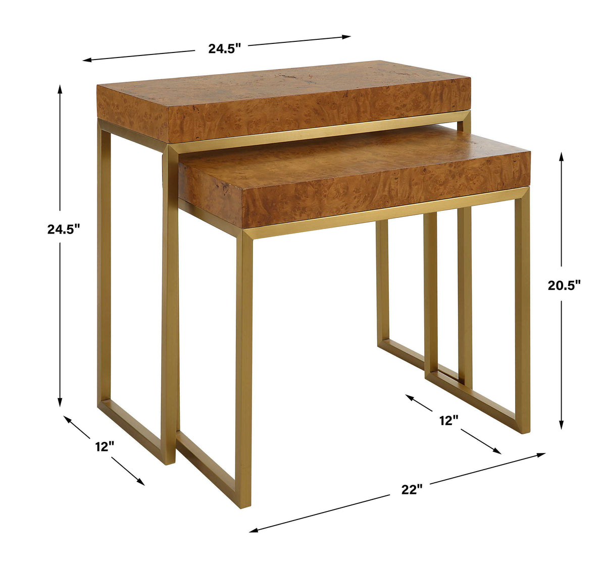 Burl-esque Wooden Nesting Tables (Set of 2) - Light Brown by Uttermost - View 8