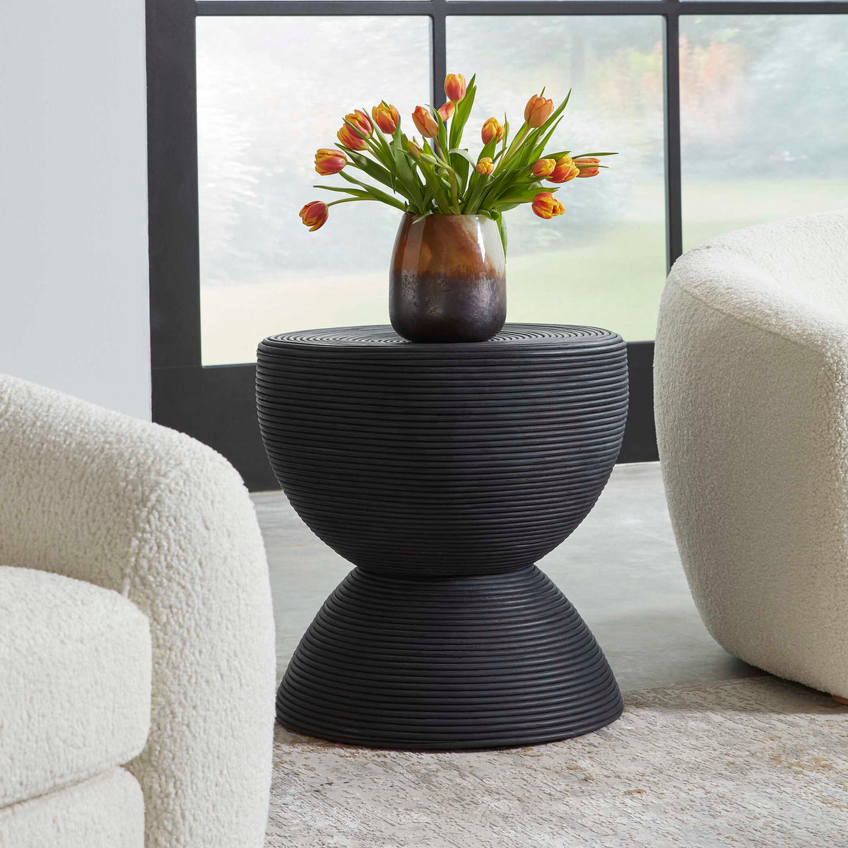 Bongo Black Rattan Side Table by Uttermost - View 4