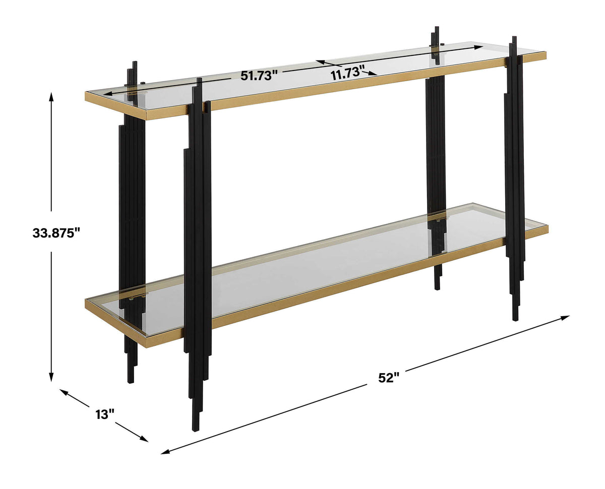 Empire Cityscape Console Table - Gold / Black by Uttermost - View 7