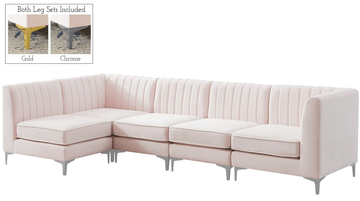 Alina - Modular Sectional 5 Piece - Pink - Fabric | Home Elegance USA