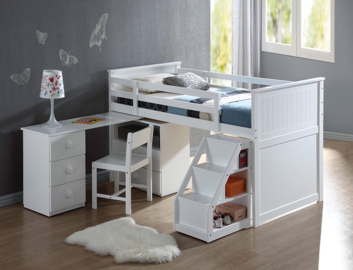 Wyatt White Finish Twin Loft Bed Set