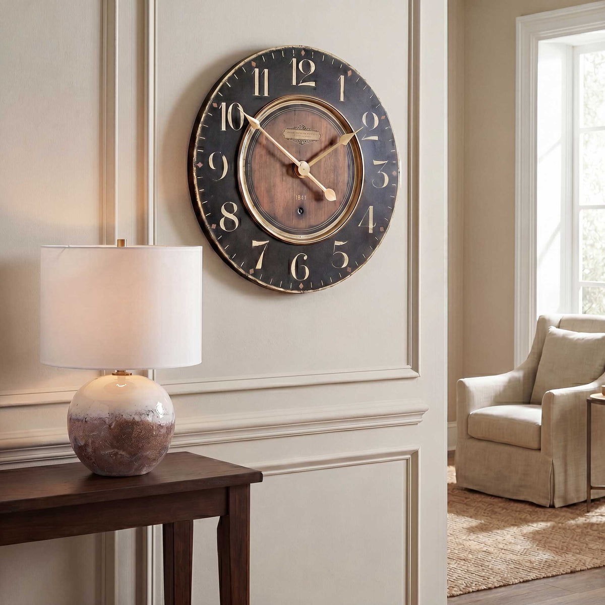 Alexandre 23" Clock - Black / Light Brown by Uttermost - View 4