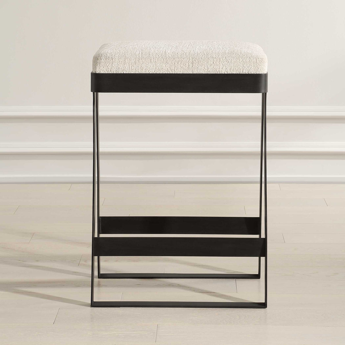 Hover Iron Counter Stool - Black / White by Uttermost - View 3