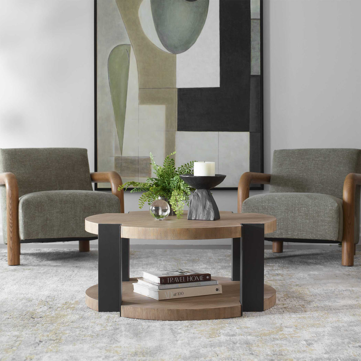 Loana Industrial Coffee Table - Light Brown / Black by Uttermost - View 2