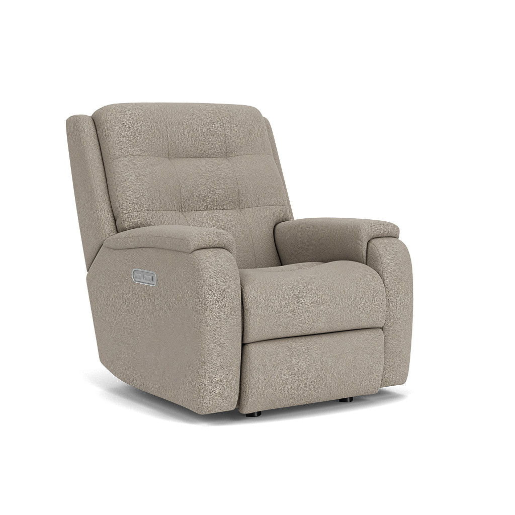 Arlo Transitional Fabric Power Rocking Recliner With Power Headrest & Lumbar | Flexsteel