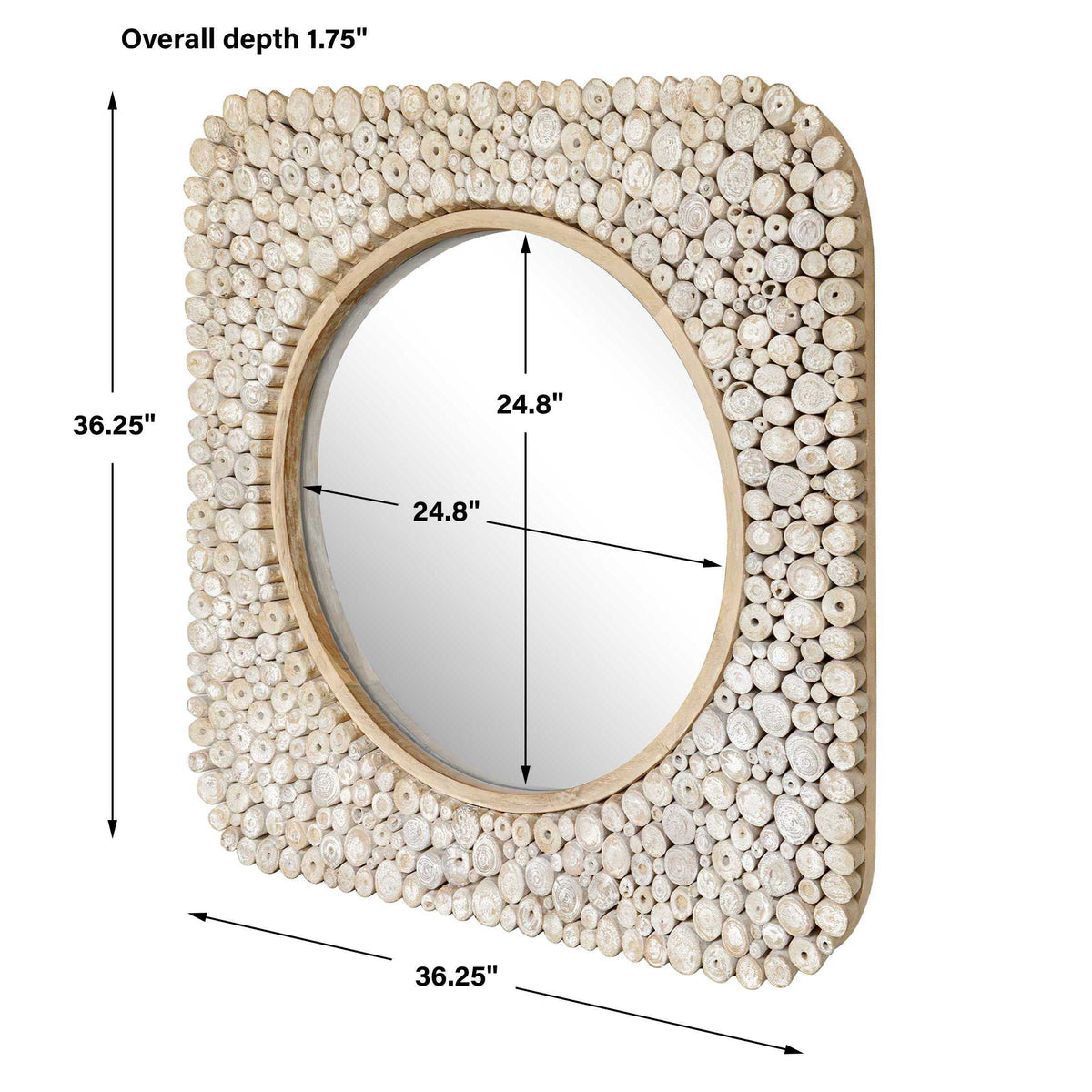 Merak Teak Mosaic Mirror Woodtone - Light Brown by Uttermost - View 5