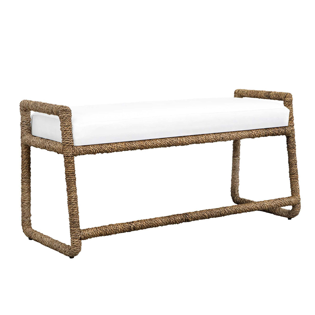 Araiza Fabric Bench Brown / White - White / Light Brown by Uttermost - View 3
