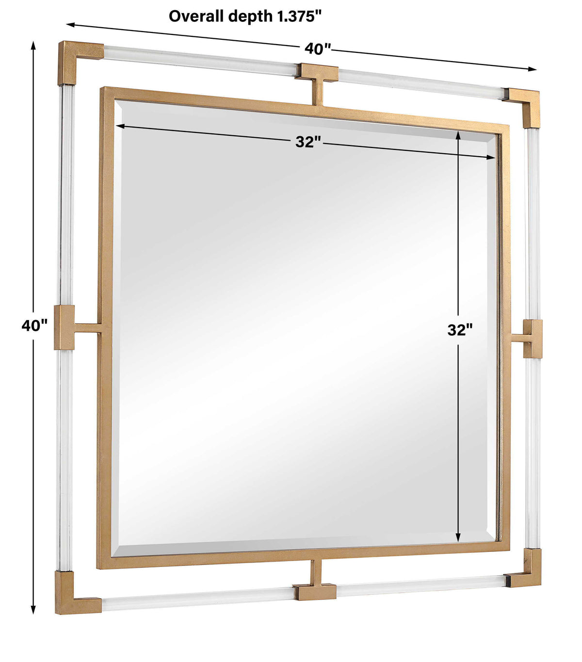Balkan Square Mirror Golden - Gold / Silver by Uttermost - View 7