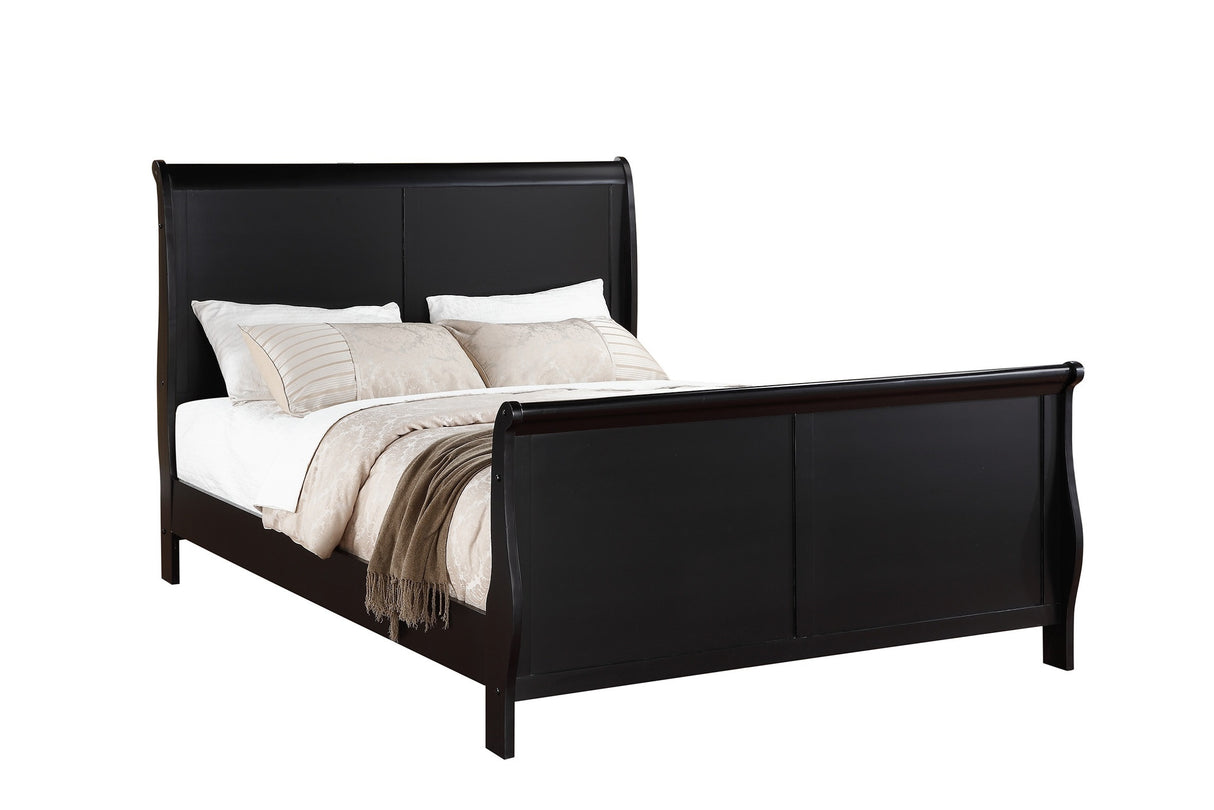 Modern 1pc Queen Size Bed Sleigh Design Headboard Footboard Plywood 1pc Bedframe Louis Phillippe Bedroom Furniture