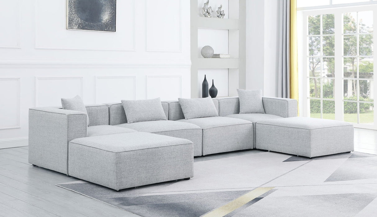 Cube - Modular Sectional 6 Piece - Gray - Fabric - Modern & Contemporary | Home Elegance USA