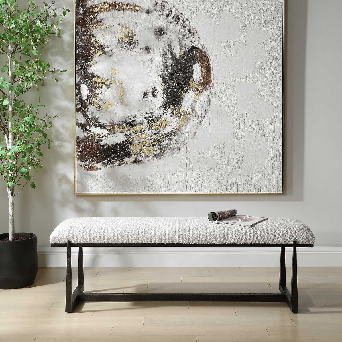Midas Long Bench - Black / White by Uttermost - View 2