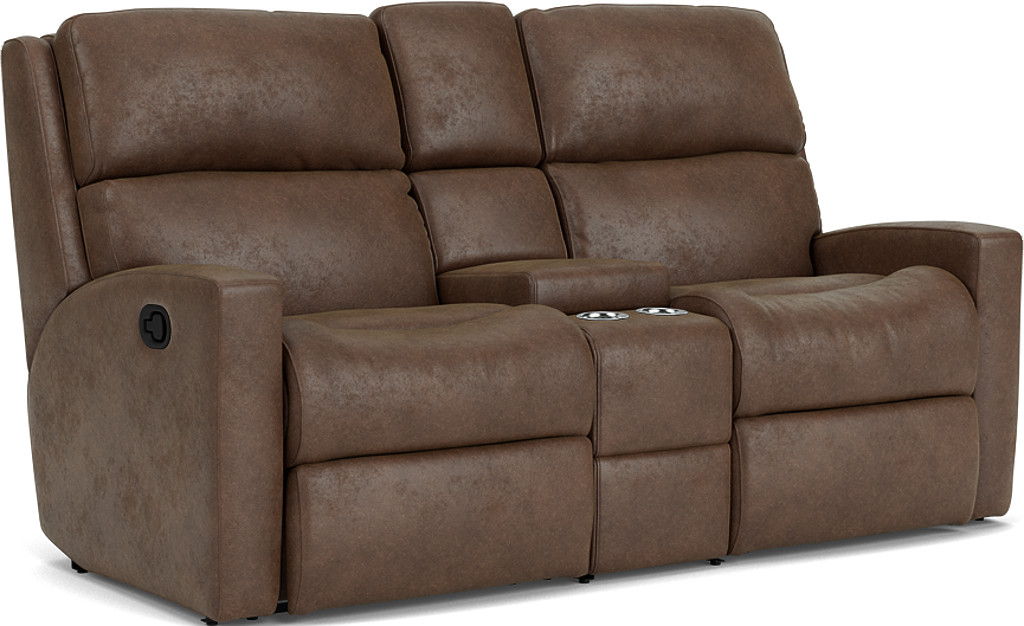 Catalina Transitional Fabric Reclining Loveseat With Console | Flexsteel