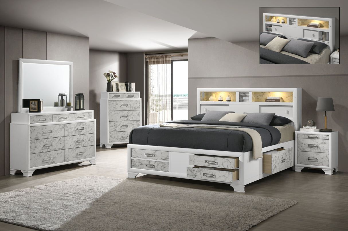 Soul Modern Style King 5PC Bedroom Set Made with wood in White (CA Inventory)