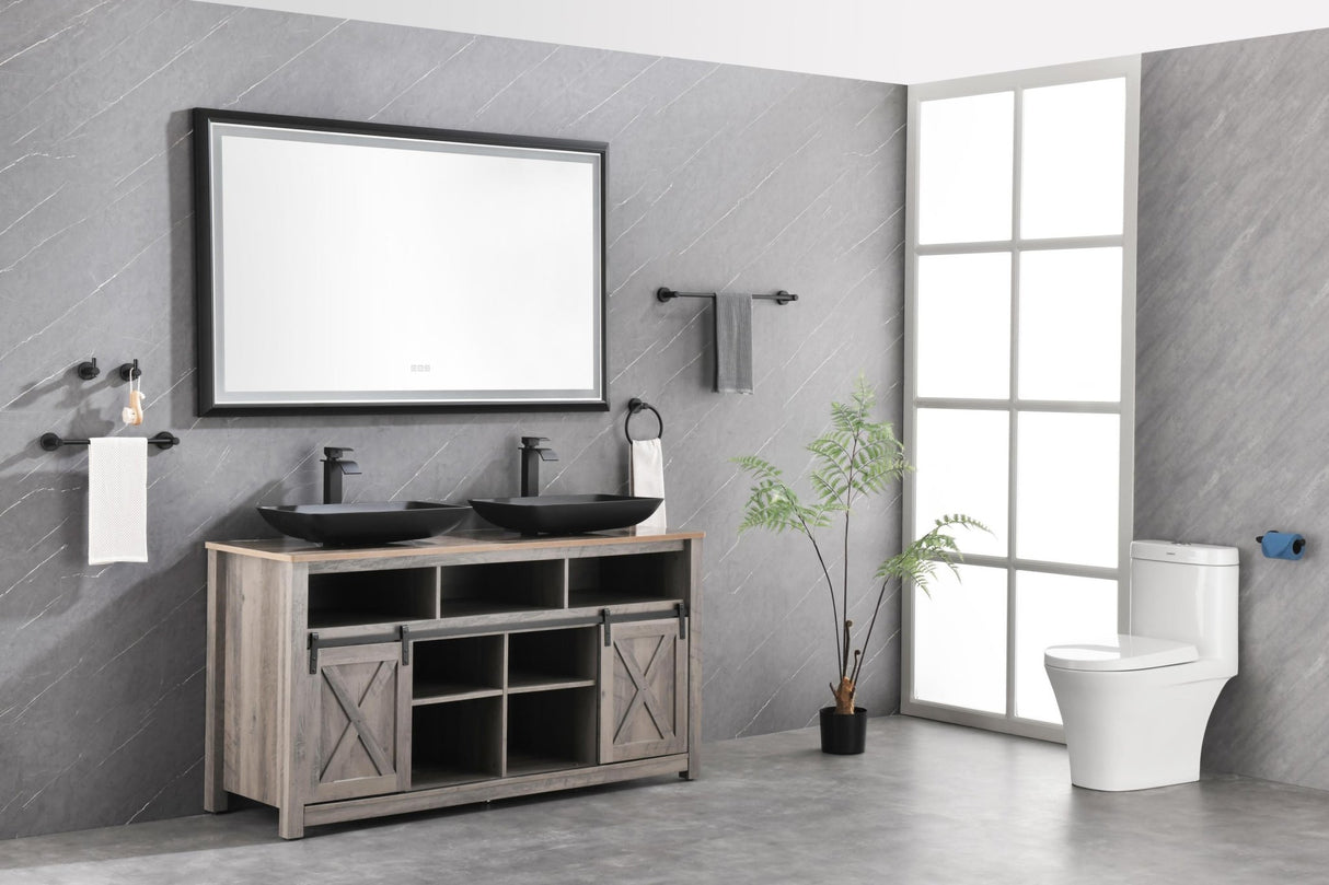 72in. W x 36in. H Oversized Rectangular Black Framed LED Mirror Anti - Fog Dimmable Wall Mount Bathroom Vanity Mirror HD Wall Mirror Kit For Gym And Dance Studio 36X 72Inches With Safety Ba | Home Elegance USA