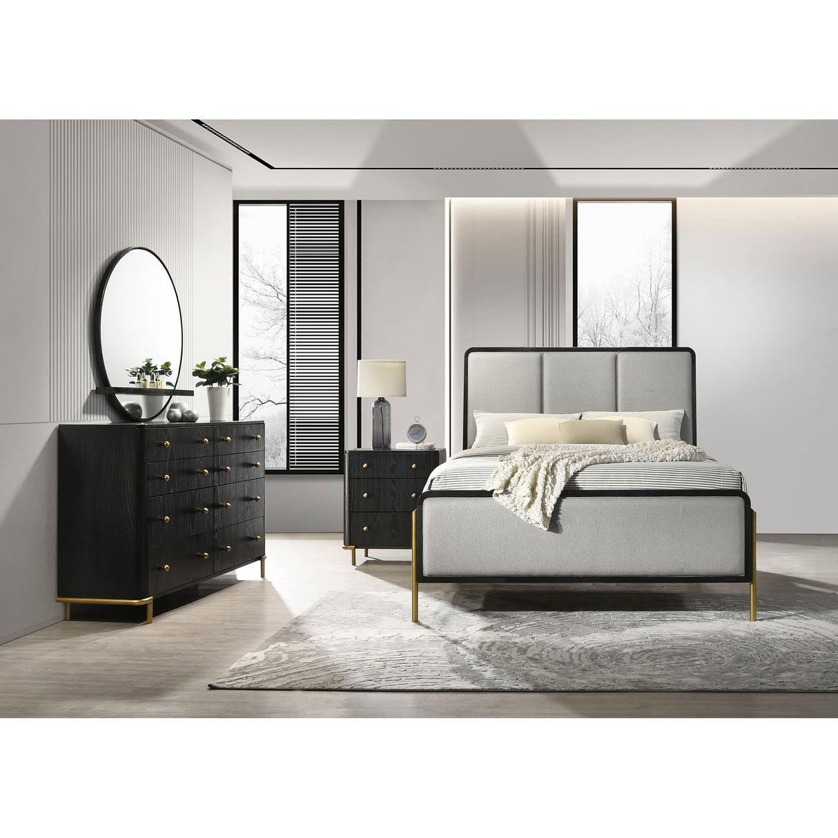 Anser Black and Grey 4-piece Queen Bedroom Set