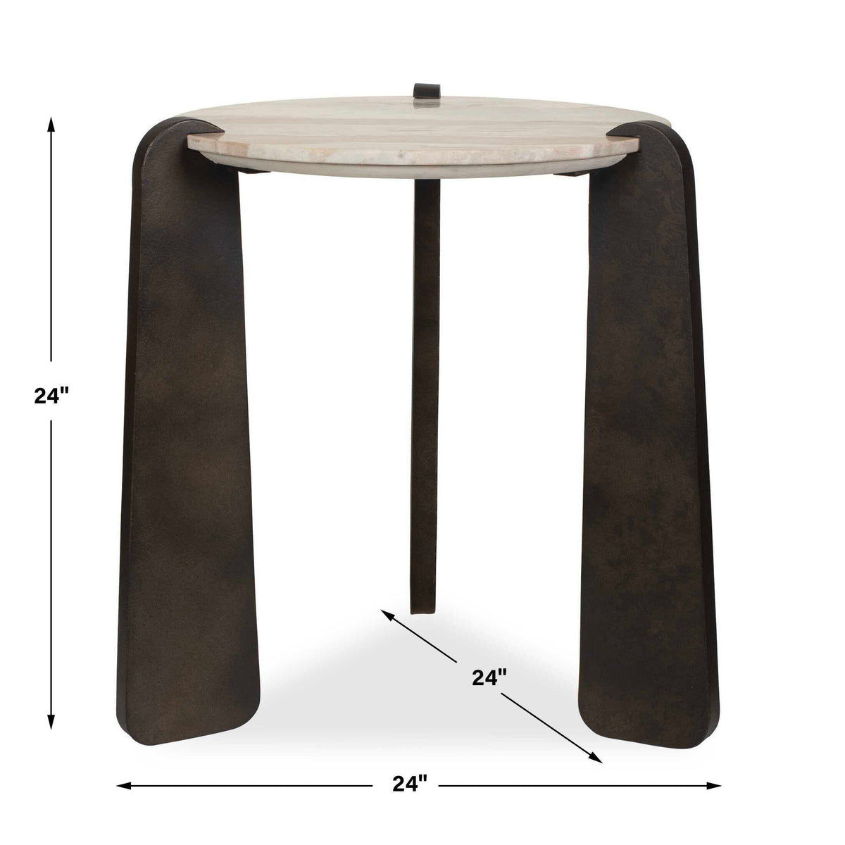 Talud Modern Marble Side Table Bronze / Gray - Dark Brown / Beige by Uttermost - View 5