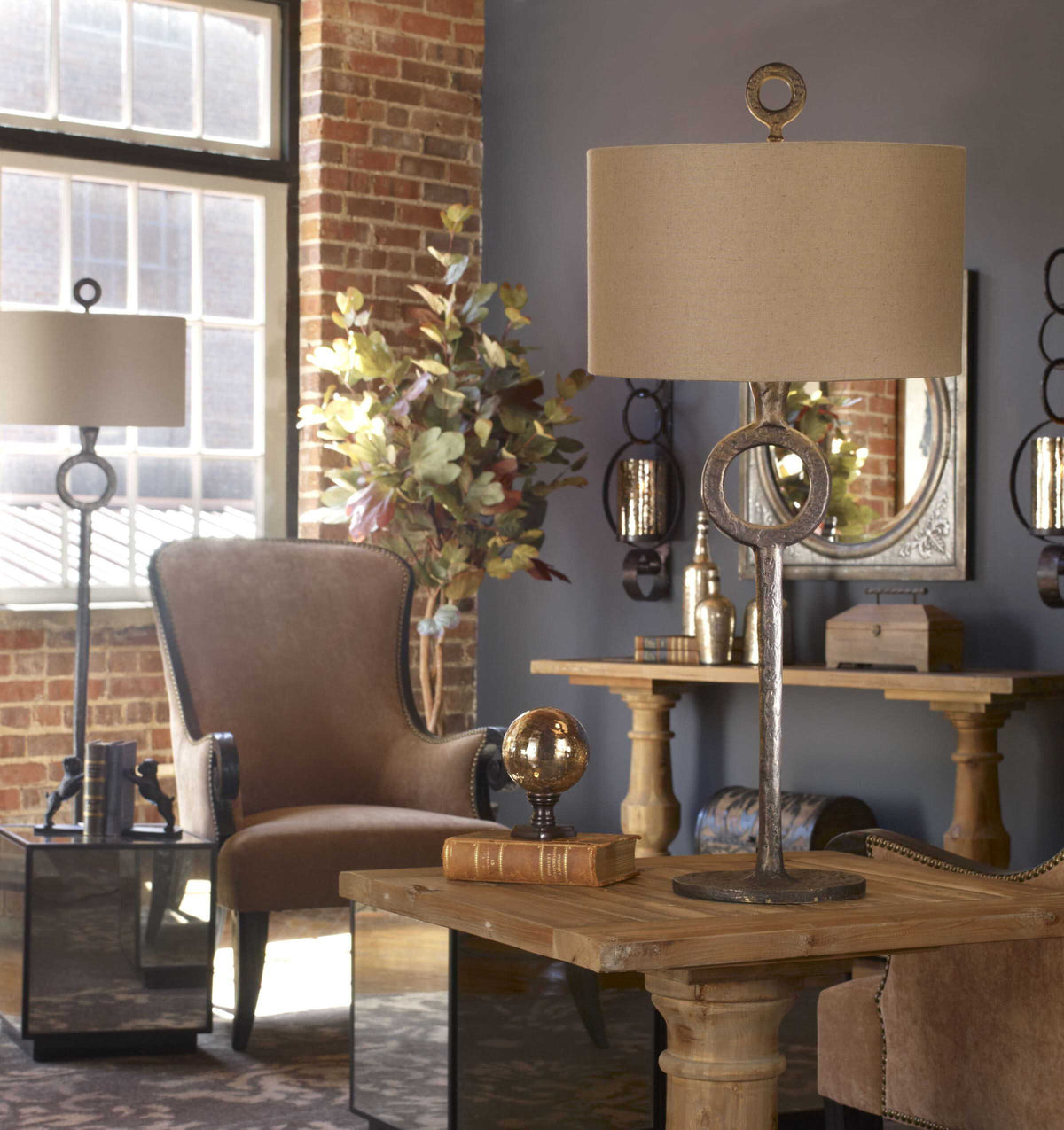 Ferro Cast Iron Table Lamp - Dark Brown / Beige by Uttermost - View 5