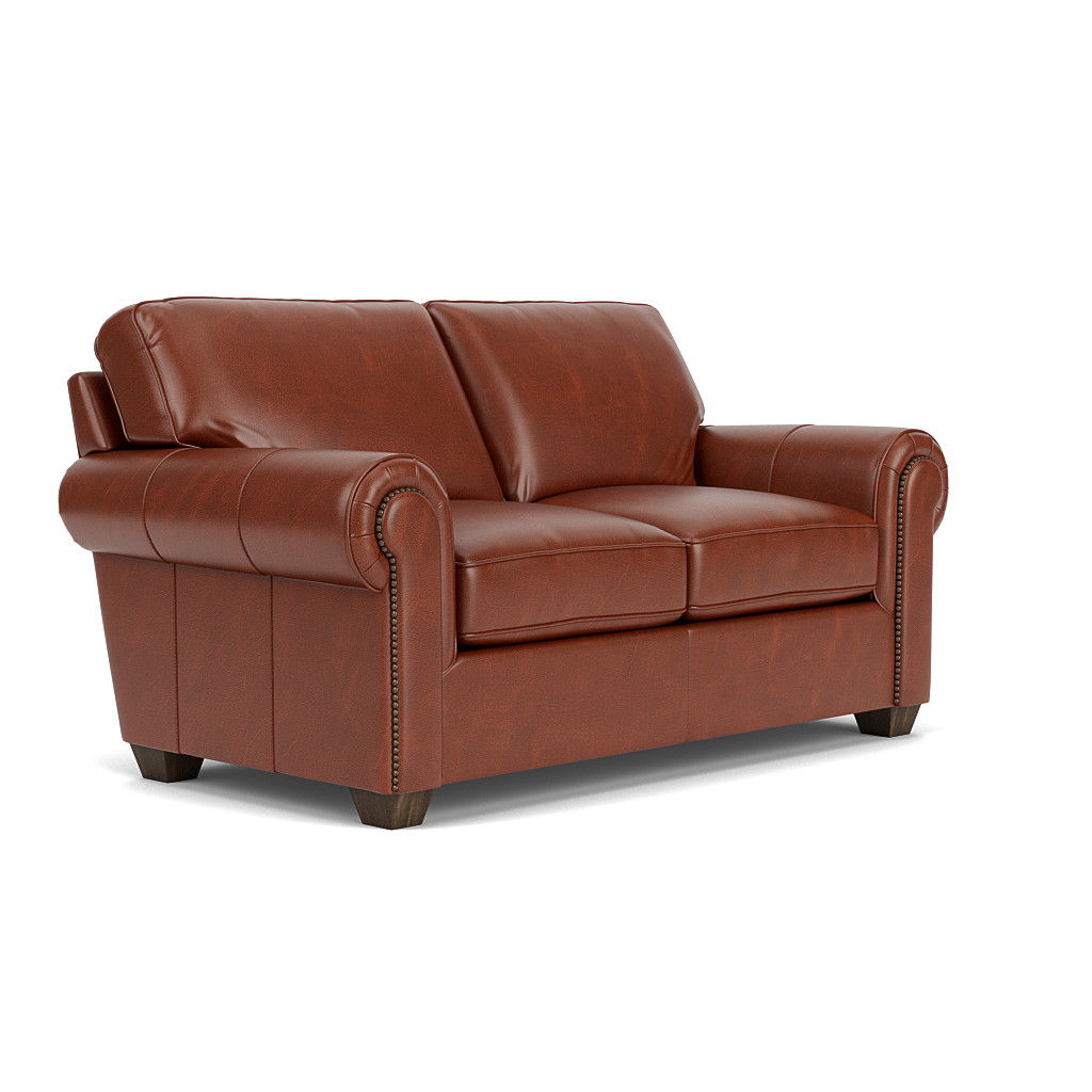 Carson Leather Loveseat, Nailhead Trim | Flexsteel