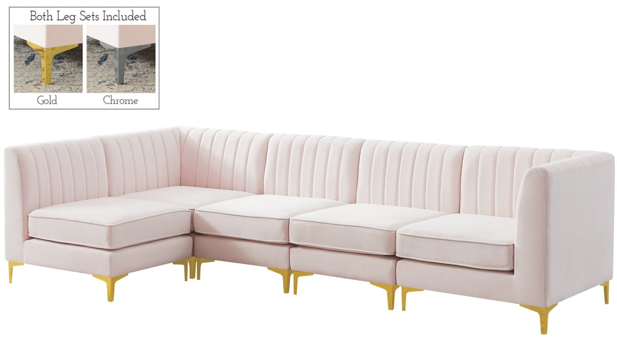 Alina - Modular Sectional 5 Piece - Pink - Fabric | Home Elegance USA