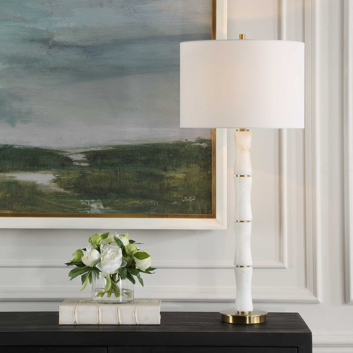 Unify Alabaster Table Lamp - White by Uttermost - View 2