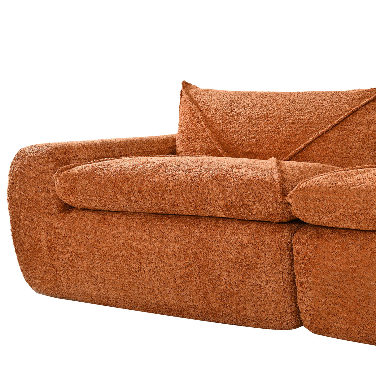 116'' Fully Compressed Sofa with High Density Foam, Integrated Backrest&Seat Cushion, Decorative Edging, Legless Design without Frame, No Assembly Required, Free Combination, Particle Chenille - sold by Home Elegance USA