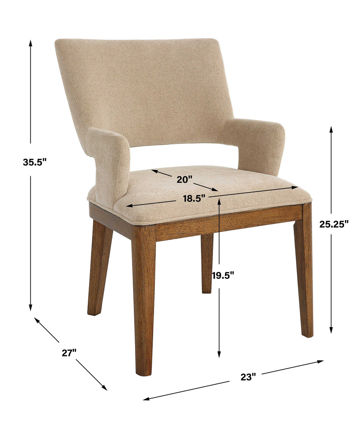 Aspect Mid-Century Dining Chair - Beige / Light Brown by Uttermost - View 10