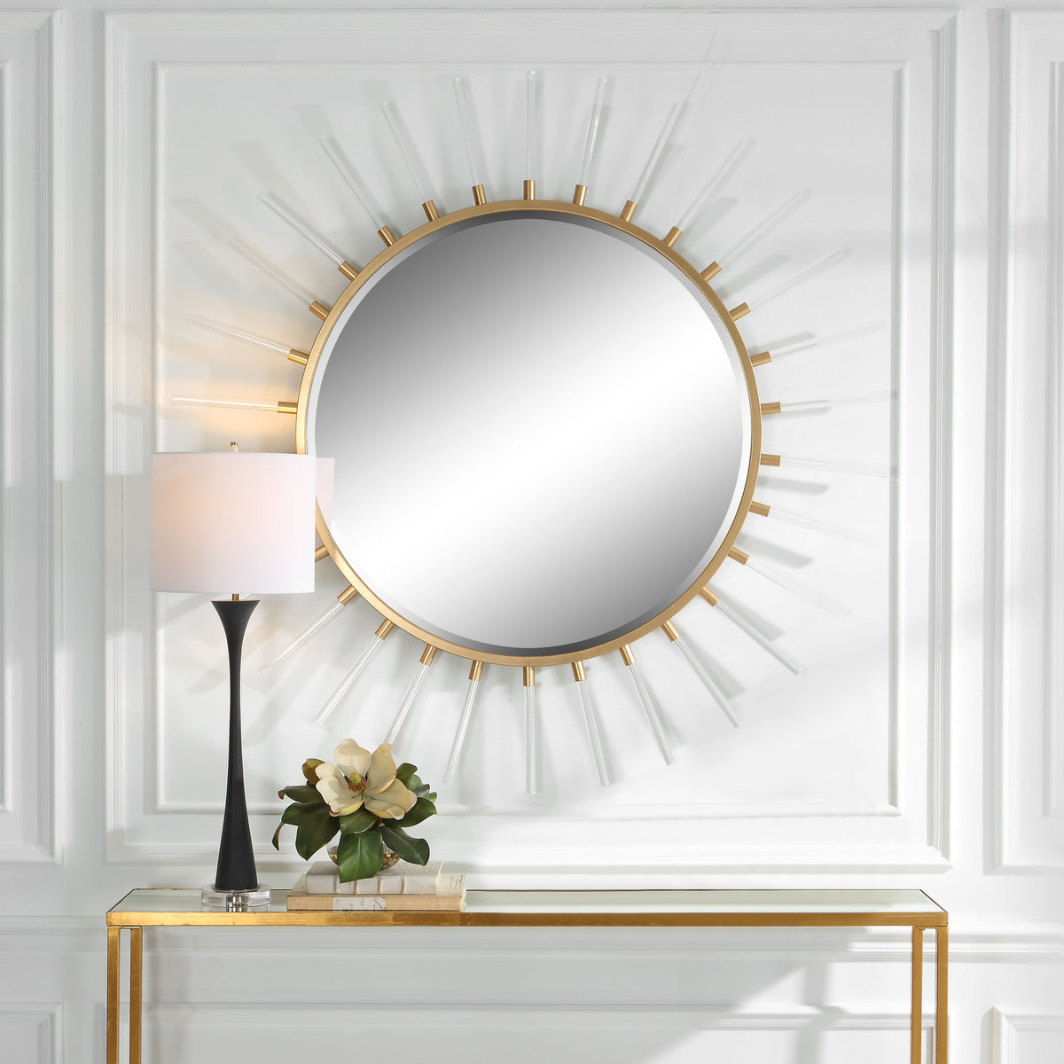 Oracle Round Starburst Mirror - Silver / Yellow by Uttermost - View 2