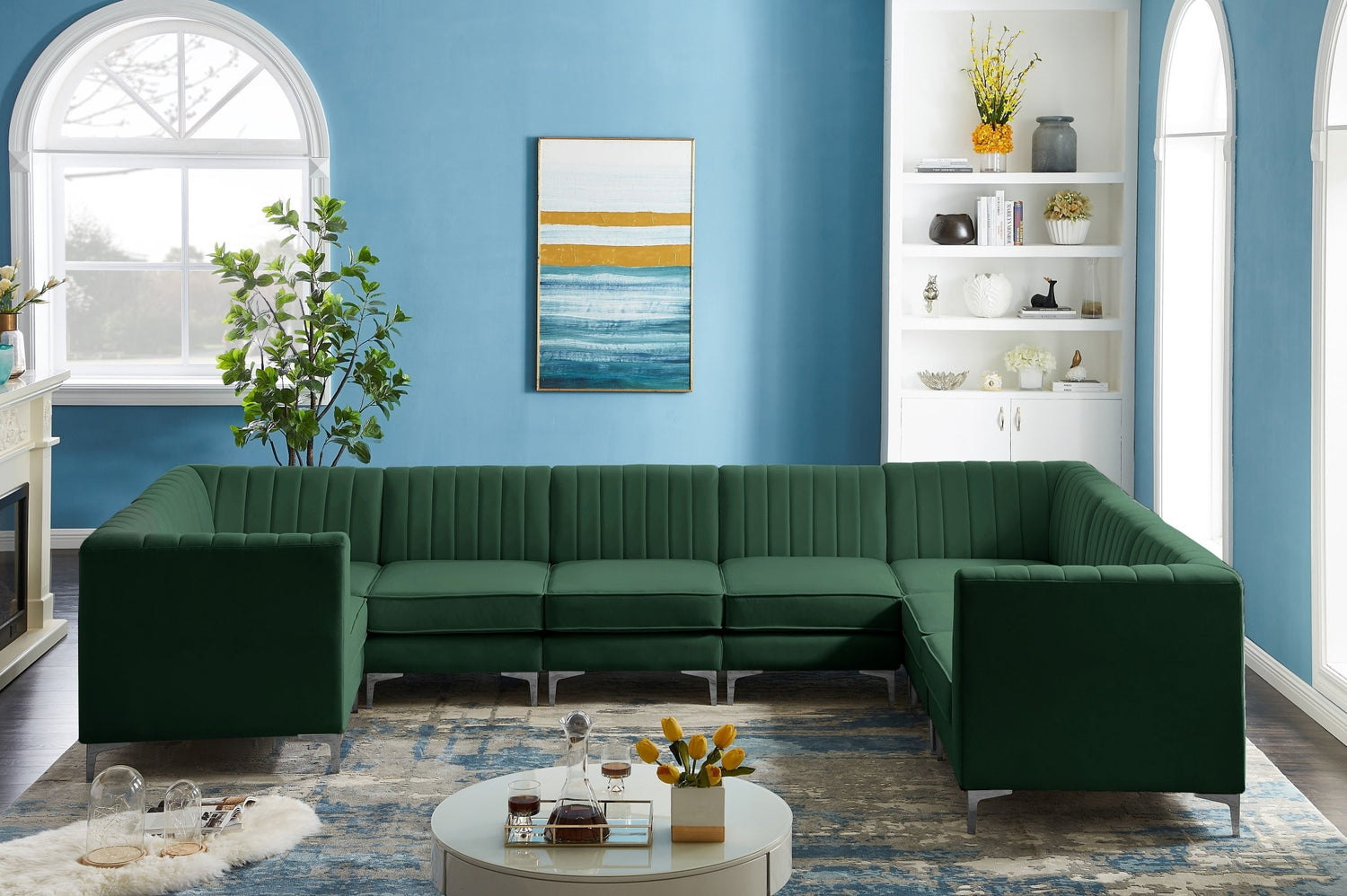 Alina - Modular Sectional 8 Piece - Green - Fabric | Home Elegance USA