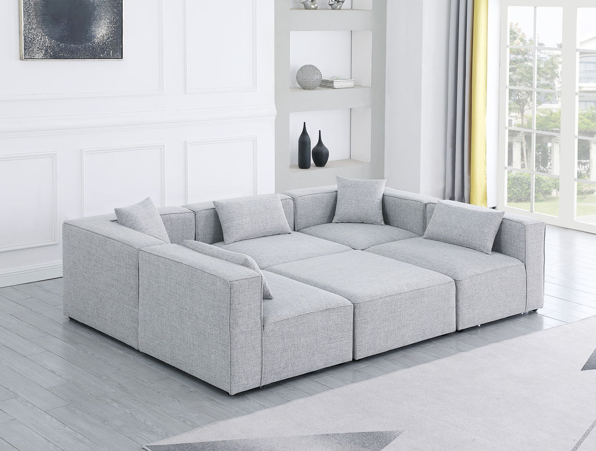 Cube - Modular Sectional 6 Piece - Gray - Fabric | Home Elegance USA