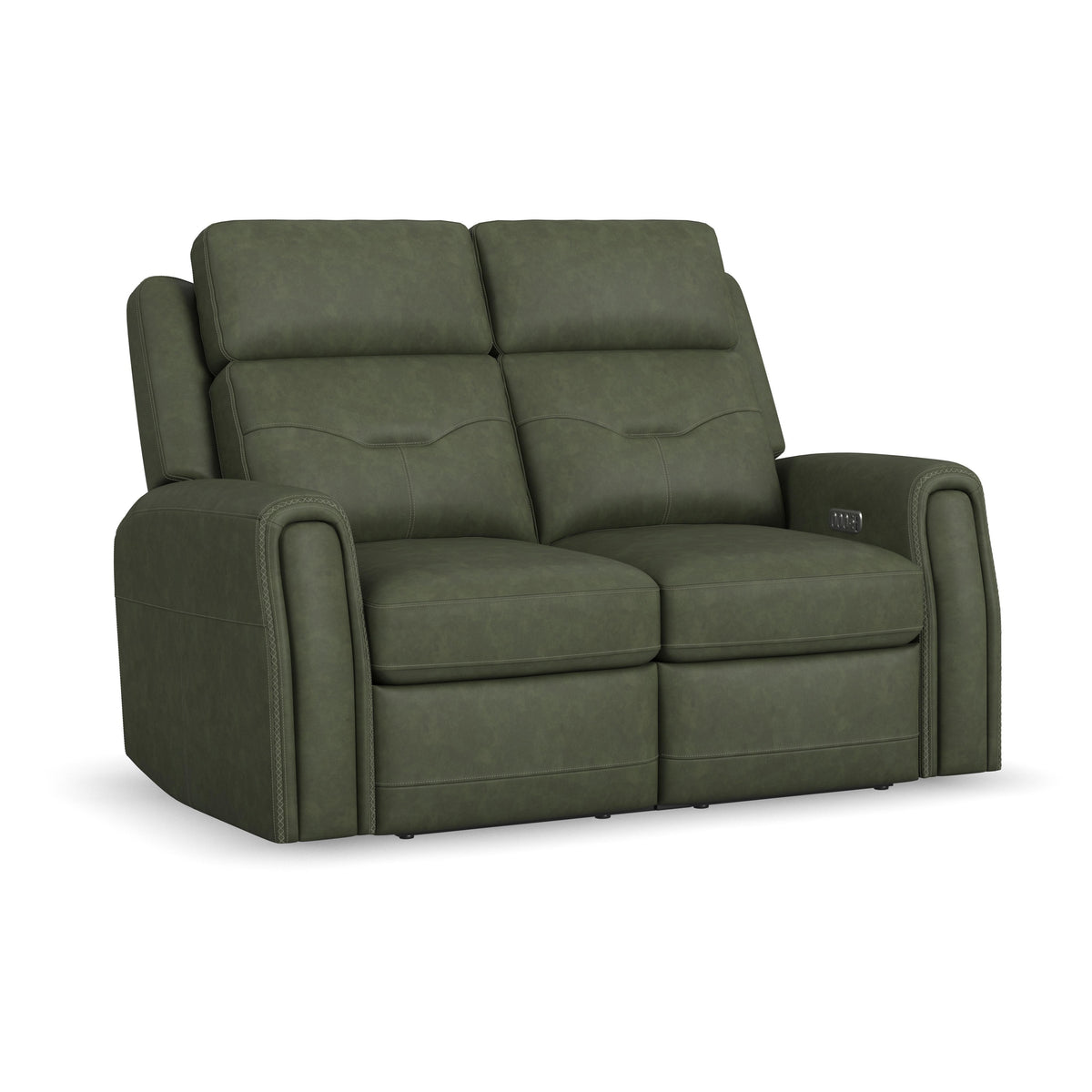 Felix Power Reclining Loveseat With Power Headrest, Lumbar, Heat & Massage - Forest Green | Flexsteel
