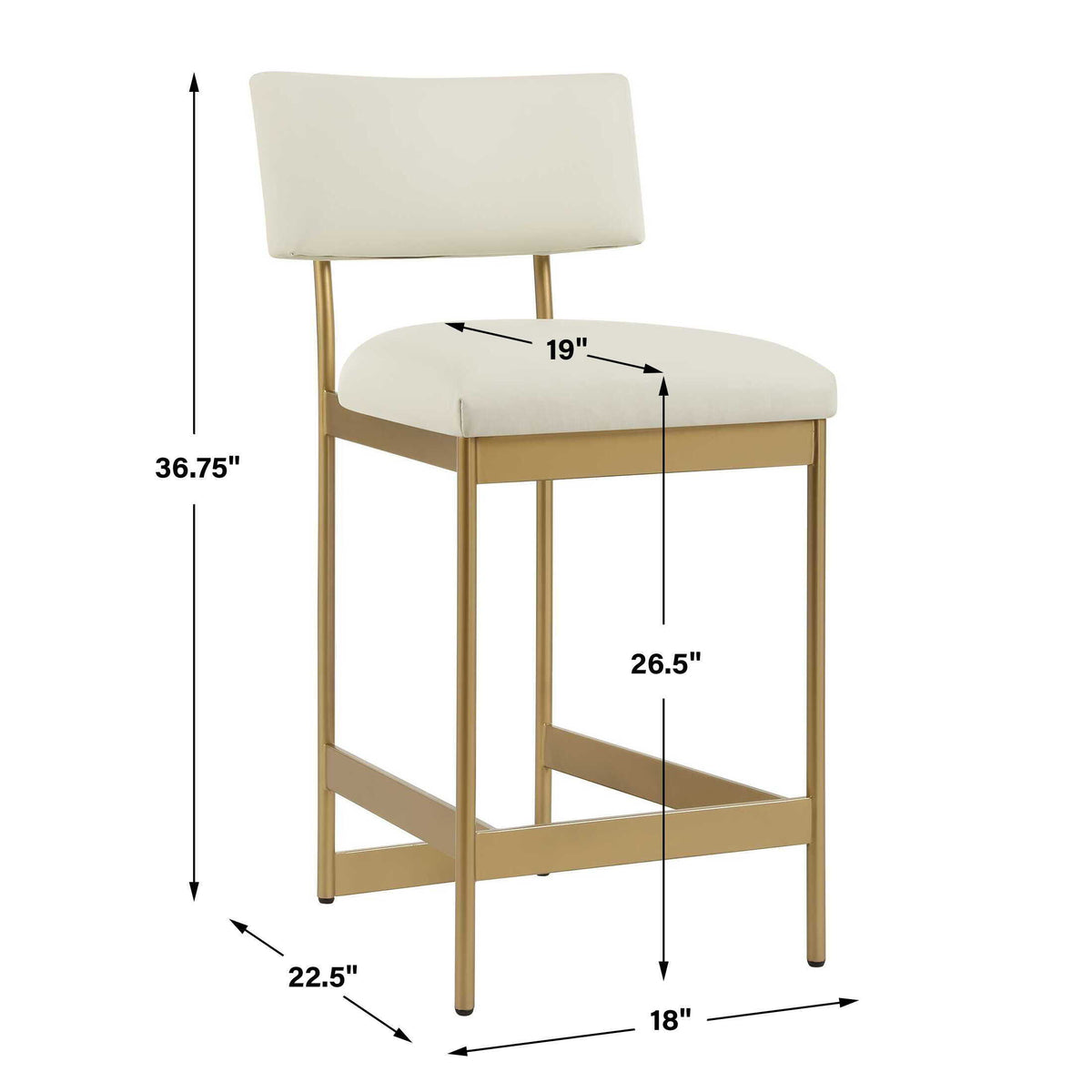 Apsley Counter Stool - Gold / White by Uttermost - View 10
