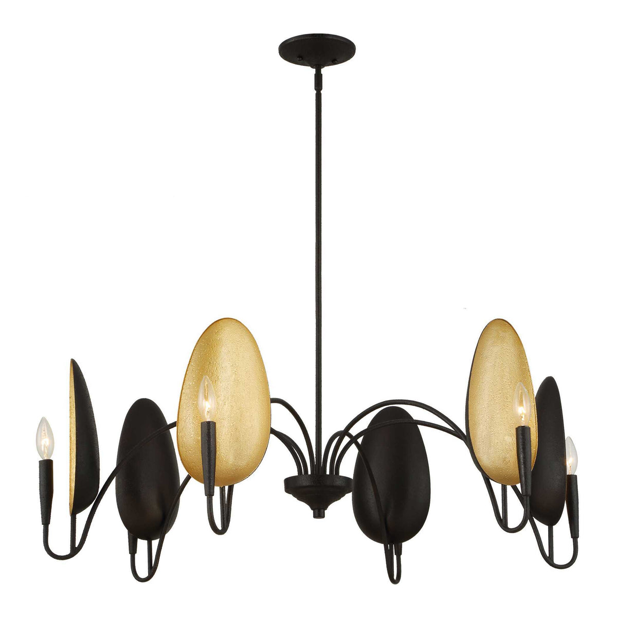 Warwick 6 Light Chandelier Matte Black - Black / Gold by Uttermost - View 11