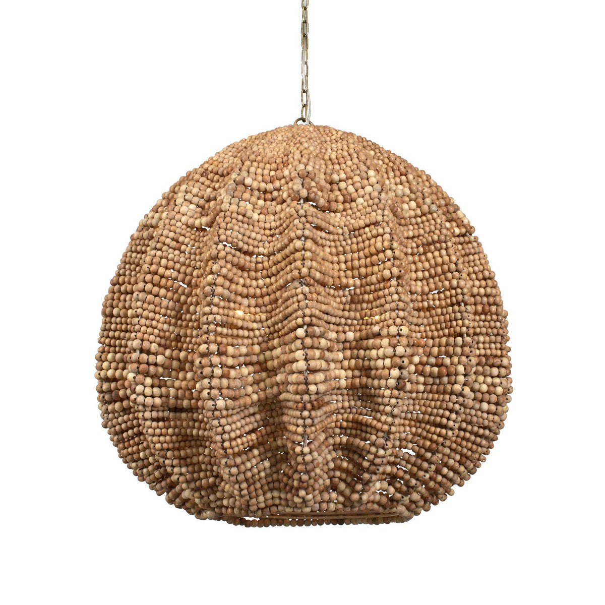 Kauri 5 Light Wooden Bead Pendant Brass / Woodtone - Light Brown by Uttermost - View 1