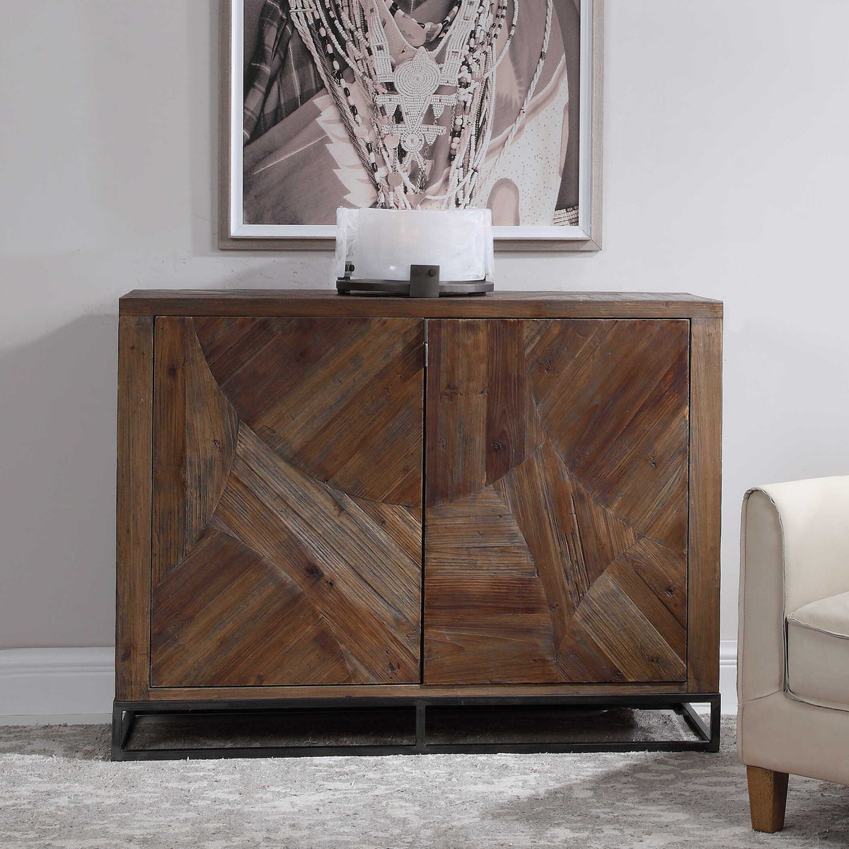 Evros Reclaimed Wood 2 Door Cabinet - Dark Brown by Uttermost - View 3