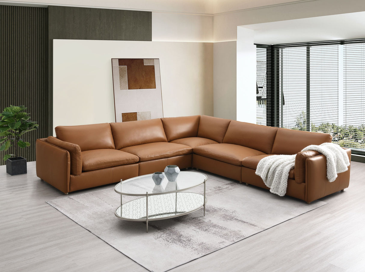 Brighton Top Grain Leather 5 Pieces Modular Sectional - sold by Home Elegance USA