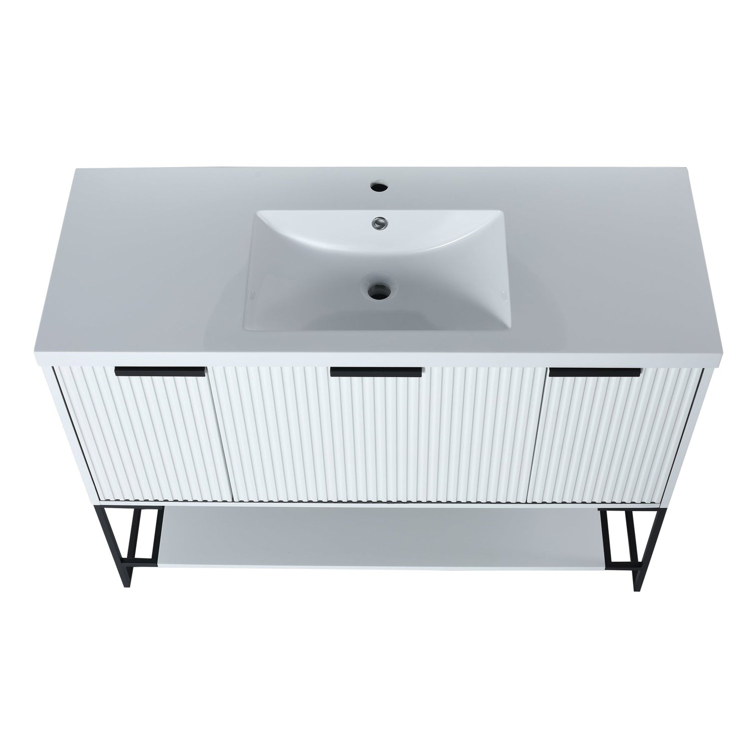 48 Inch Freestanding Bathroom Vanity With Resin Basin,48x18 - BVA01148WH | Home Elegance USA