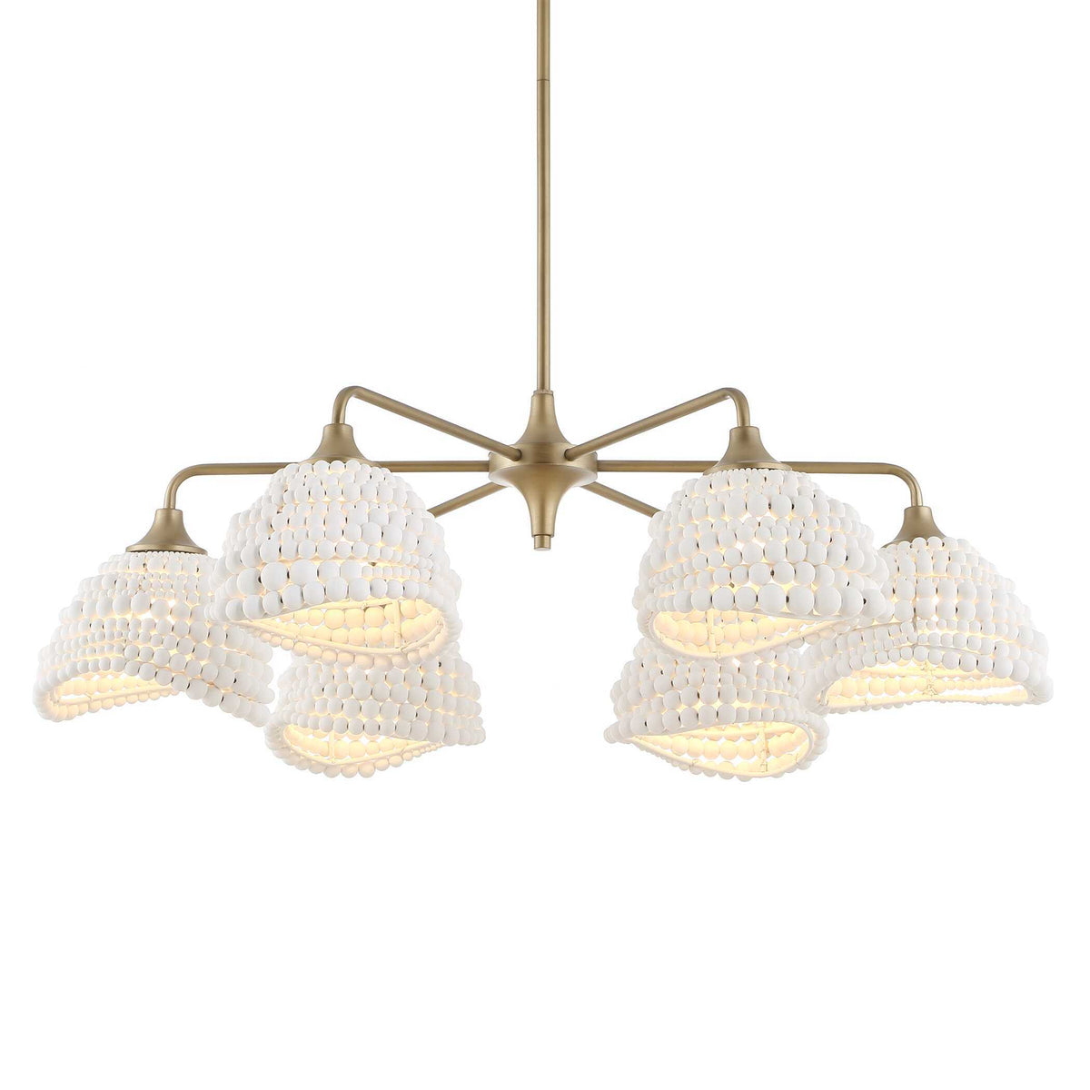Biddeford 6 Light Beaded Pendant - Gold / White by Uttermost - View 4