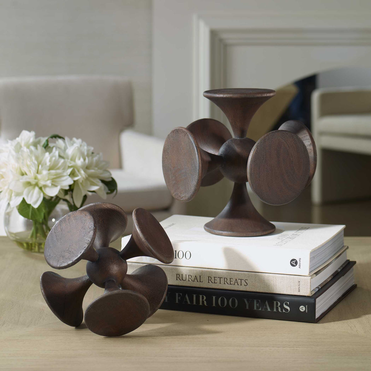 Balanced Harmony Wooden Sculptures (Set of 2) - Dark Brown by Uttermost - View 3