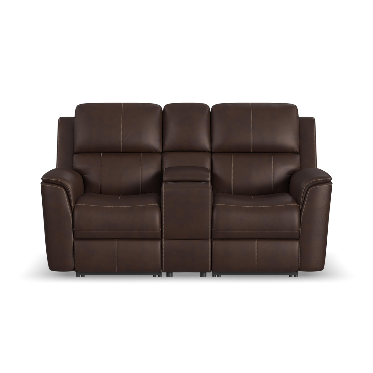 Henry Power Reclining Loveseat With Console & Power Headrests & Lumbar - Burnt Umber | Flexsteel