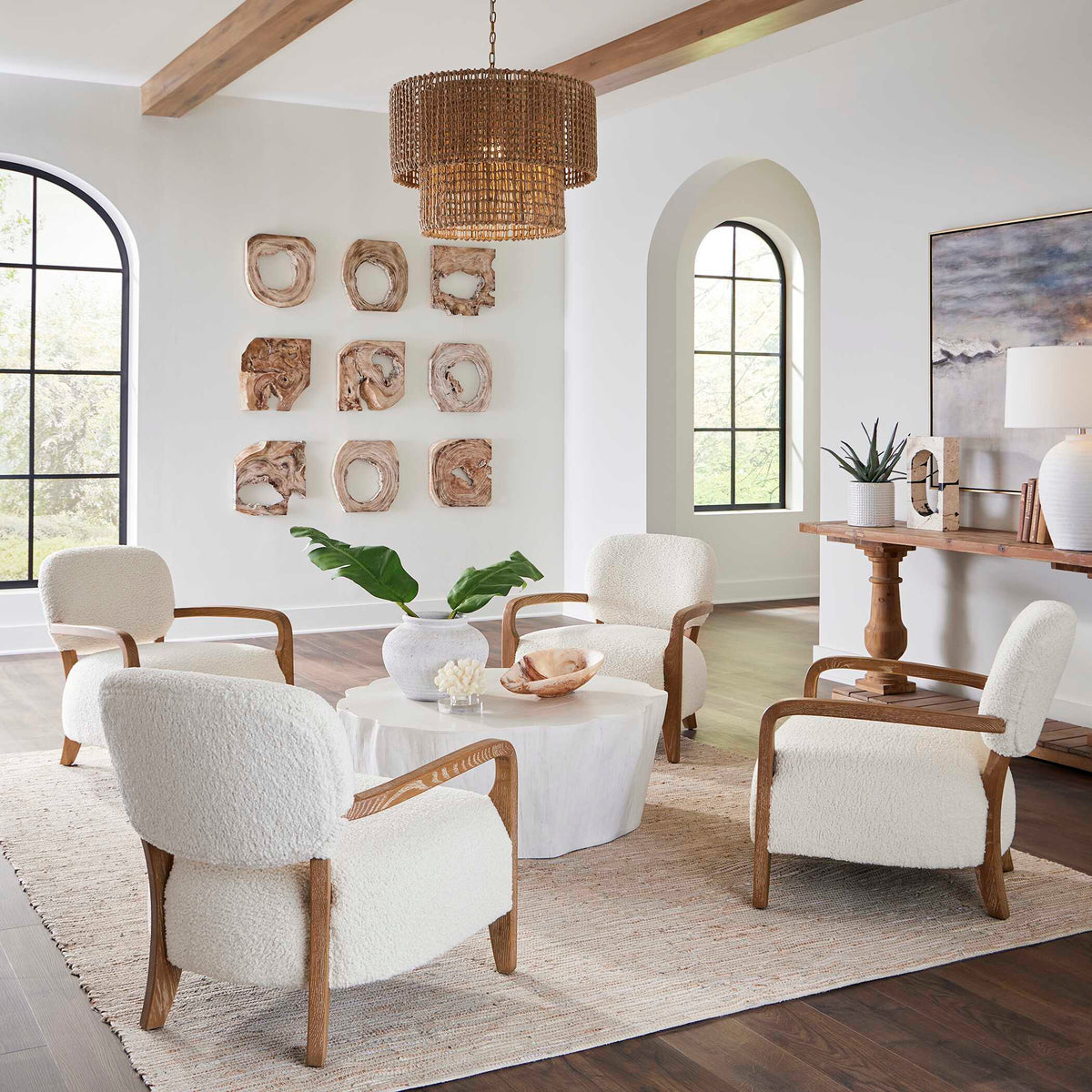 Telluride Natural Shearling Accent Chair - Beige / Dark Brown by Uttermost - View 8