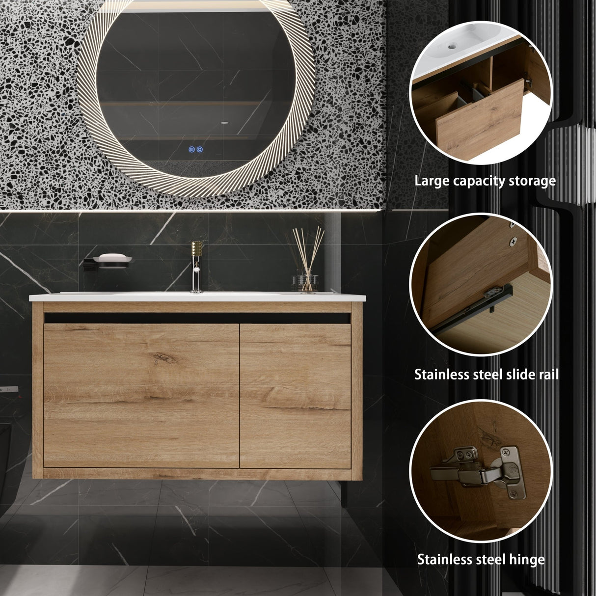 36 Inch Bathroom Vanity With Gel Sink | Home Elegance USA