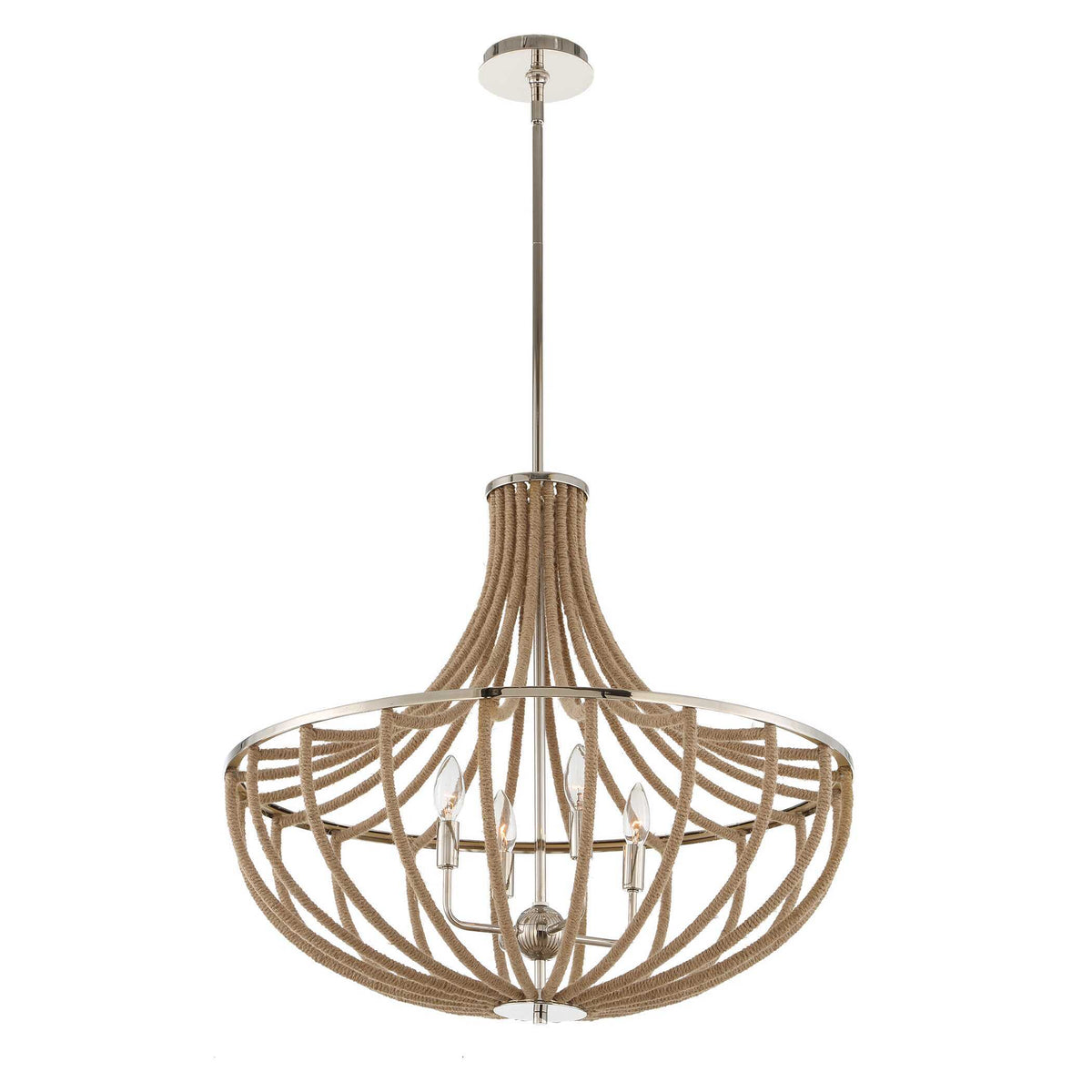 Lovelock 4 Light Rope Empire Chandelier - Light Brown by Uttermost - View 7