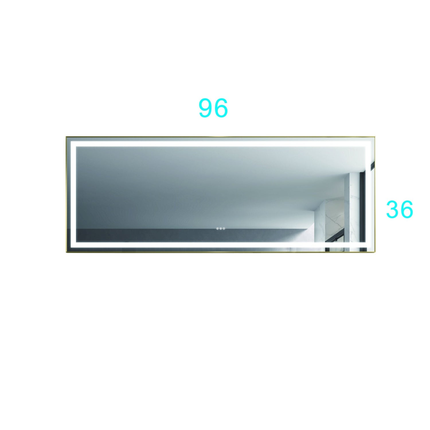96in. W x36 in. H Frameless LED Single Bathroom Vanity Mirror in Polished Crystal Bathroom Vanity LED Mirror with 3 Color Lights Mirror for Bathroom Wall | Home Elegance USA