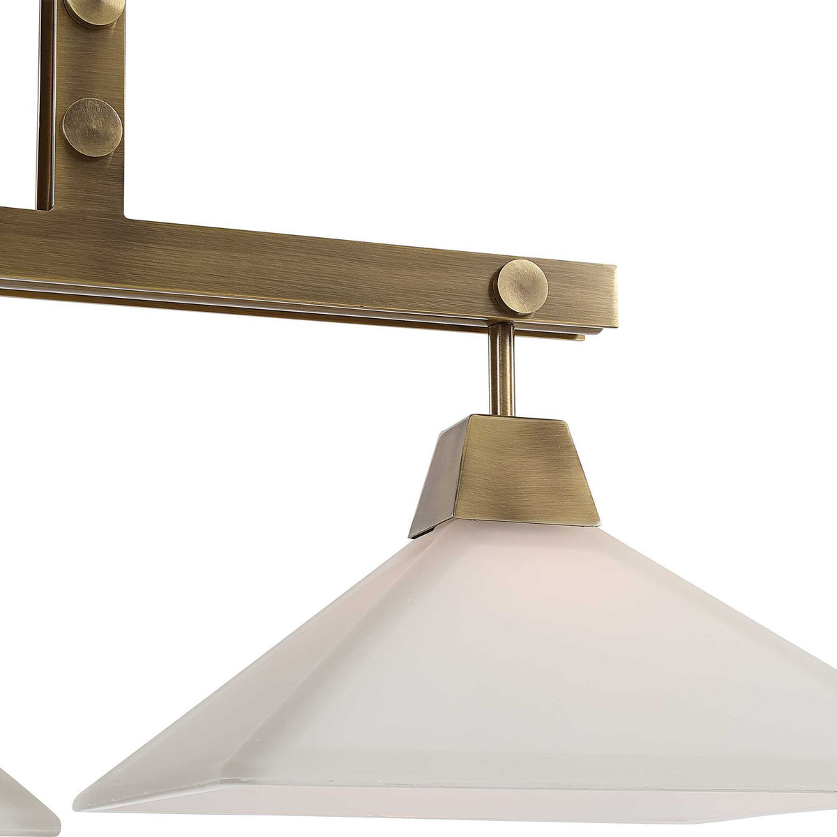 Brookdale Industrial 3 Light Linear Chandelier - Gold / White by Uttermost - View 5