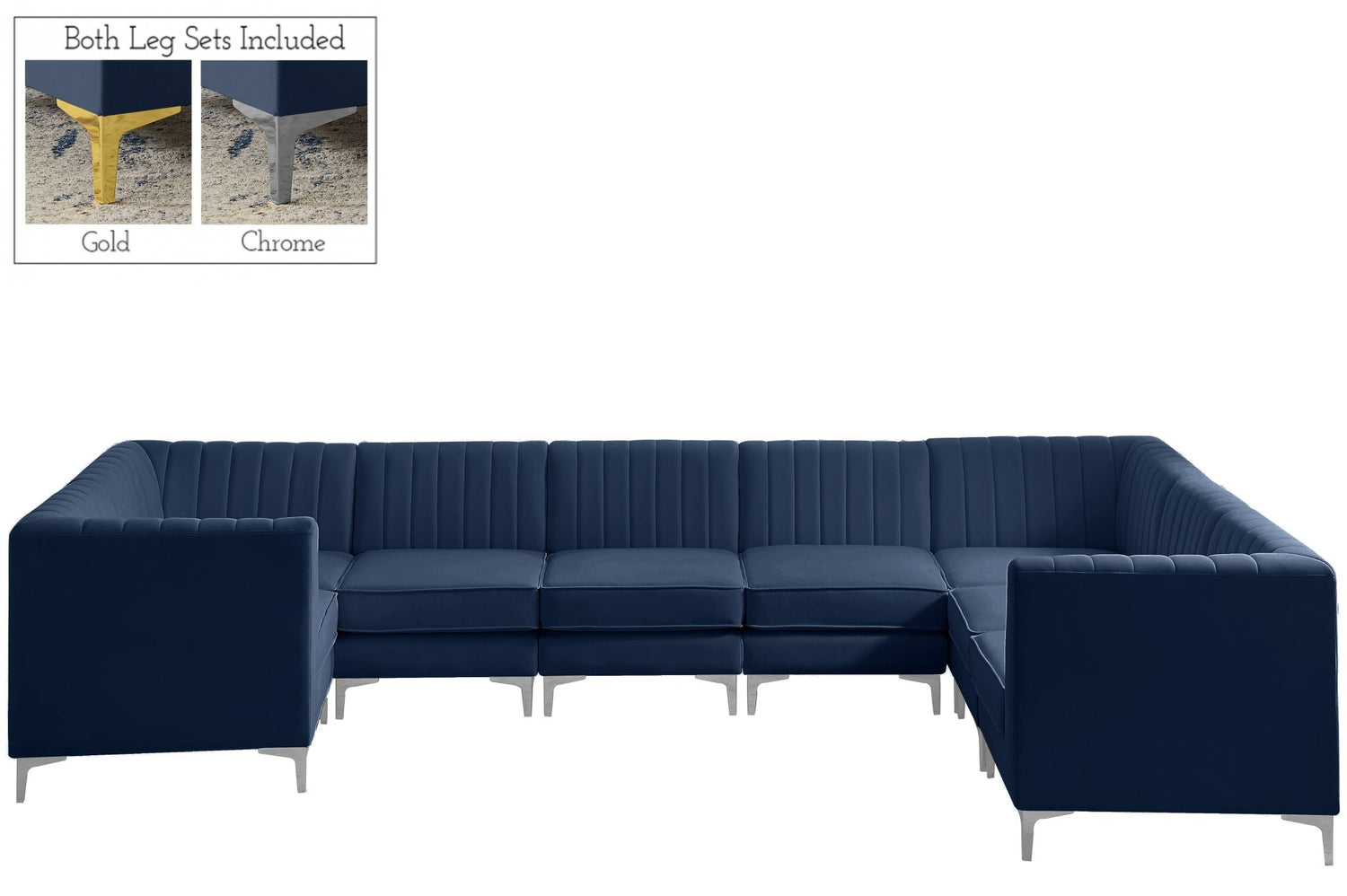 Alina - Modular Sectional 8 Piece - Navy - Fabric | Home Elegance USA