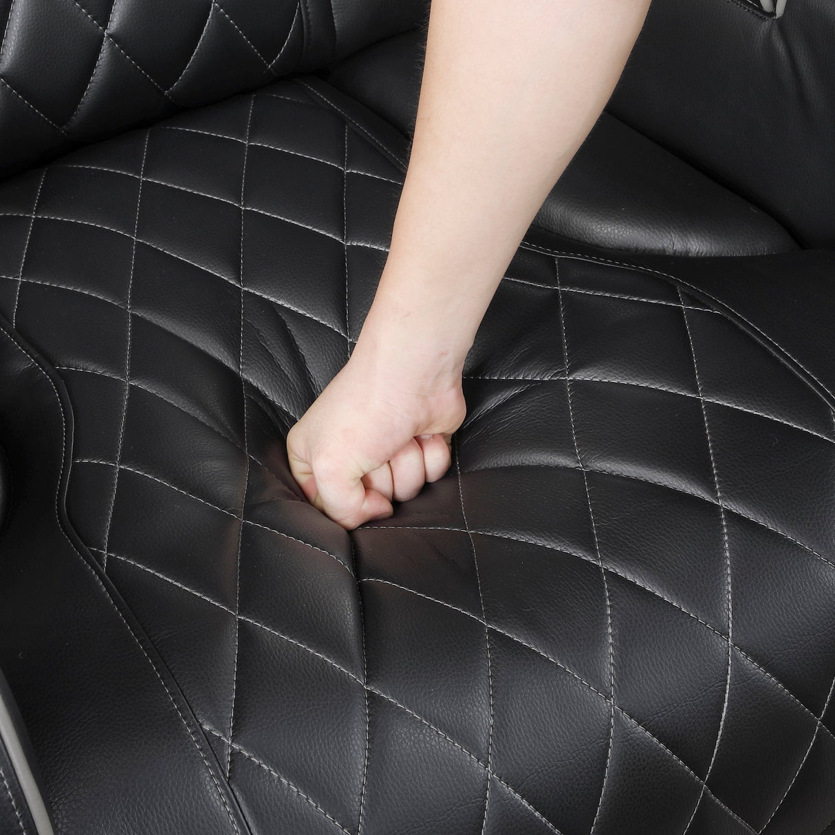 Fairway Power Reclining Sofa in Black Faux Leather, LED Lighting | Homelegance