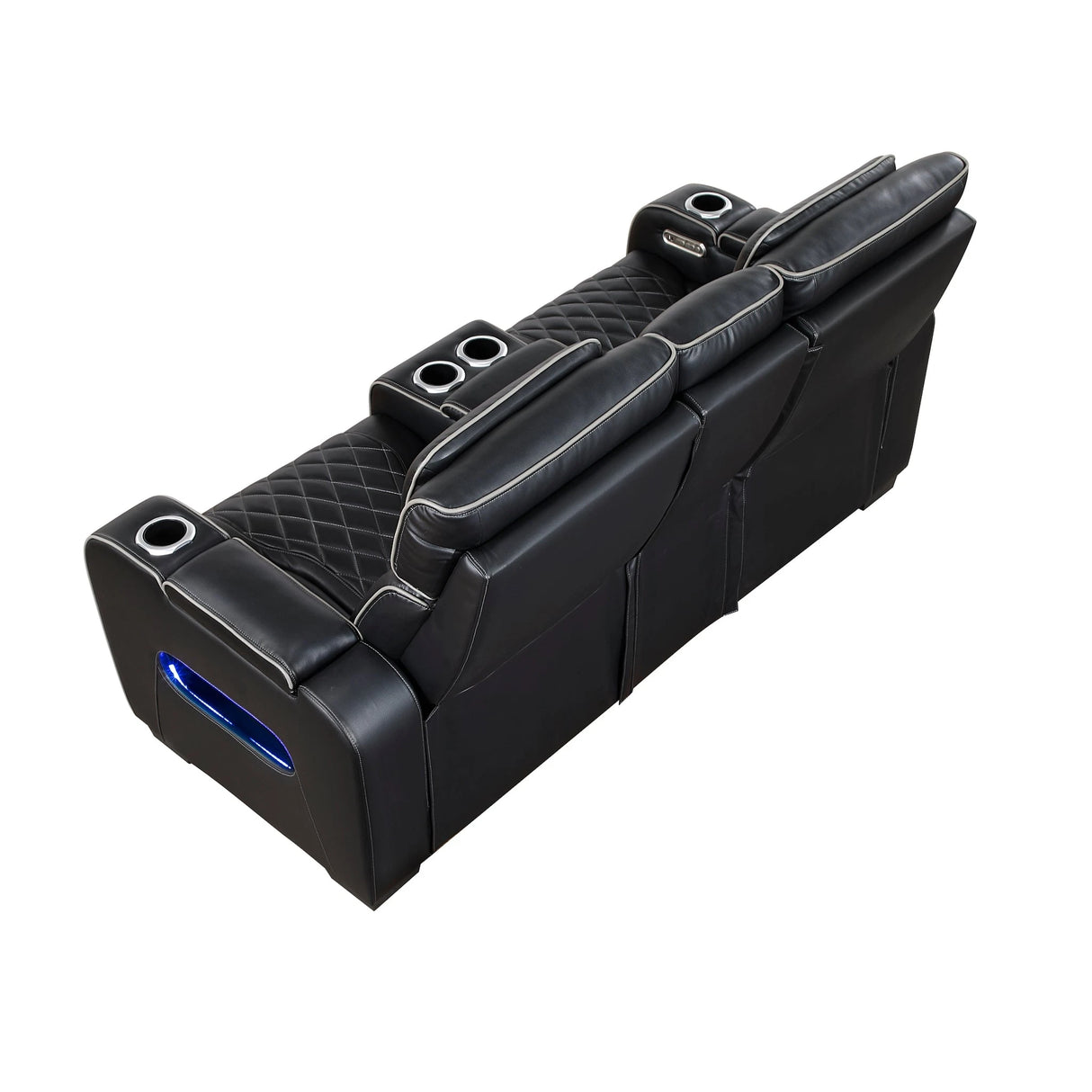 Fairway 3-Piece Power Reclining Sofa, Loveseat & Chair Set in Black Faux Leather | Homelegance